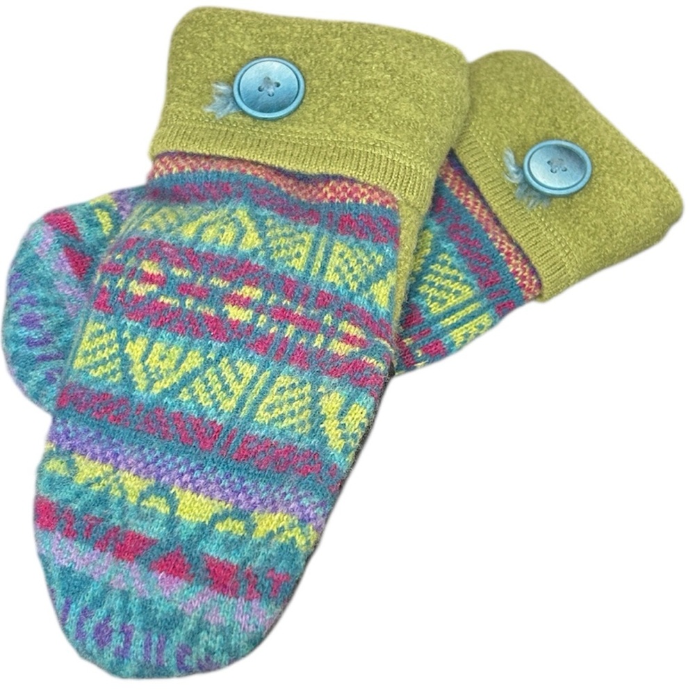 Homemade mittens made from repurposed‎ sweaters fleece lined